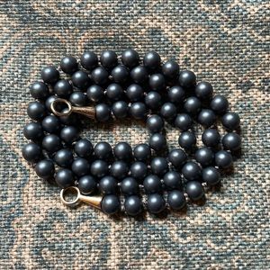 Matte Hematite Beaded Necklace Strand 21”